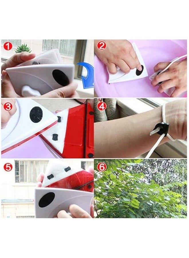 Double-sided glass window cleaner with magnetic wiping technology and brush for cleaning stains on high-rise double-glazed windows (3-10 mm thick). - Image 3